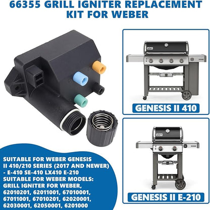 SafBbcue 66355 Grill Igniter Kit for Weber Genesis II 410/210 Gas Grills (2017 & Newer) - Replacement for E410, SE410, LX410, E210, Ignition Kit for Backyard BBQ Parties