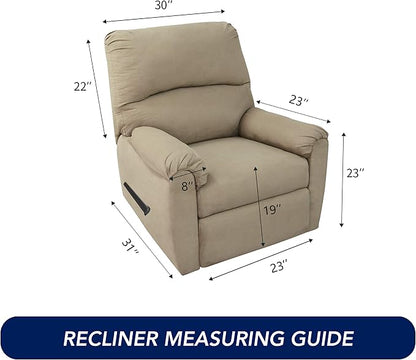 PureFit Stretc Recliner Chair Covers Fleece Soft Couch Covers for Sofa | Gray 4-Pieces Recliner Slipcover Pocket Couch Protector, Fleece Sofa Cover Washable with Non Slip Elastic Bottom