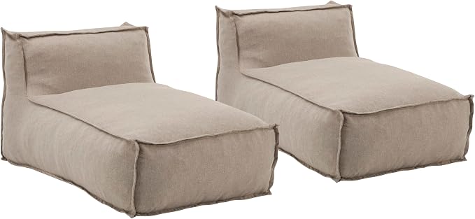 Christopher Knight Home Natty Outdoor Bean Bag Chair Set of 2, Fabric Bean Bag Chair for Adults and Kids, Indoor/Outdoor Sun Lounger, Patio Lounge Chair Set of 2, Dark Beige