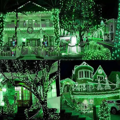 Upgrade Solar String Lights for Outside 2 Pack Total 180FT 500LED String Lights Outdoor with 8 Modes, IP65 Waterproof Outdoor Solar Twinkle Lights, Garden Tree Party Christmas Decorations, Green