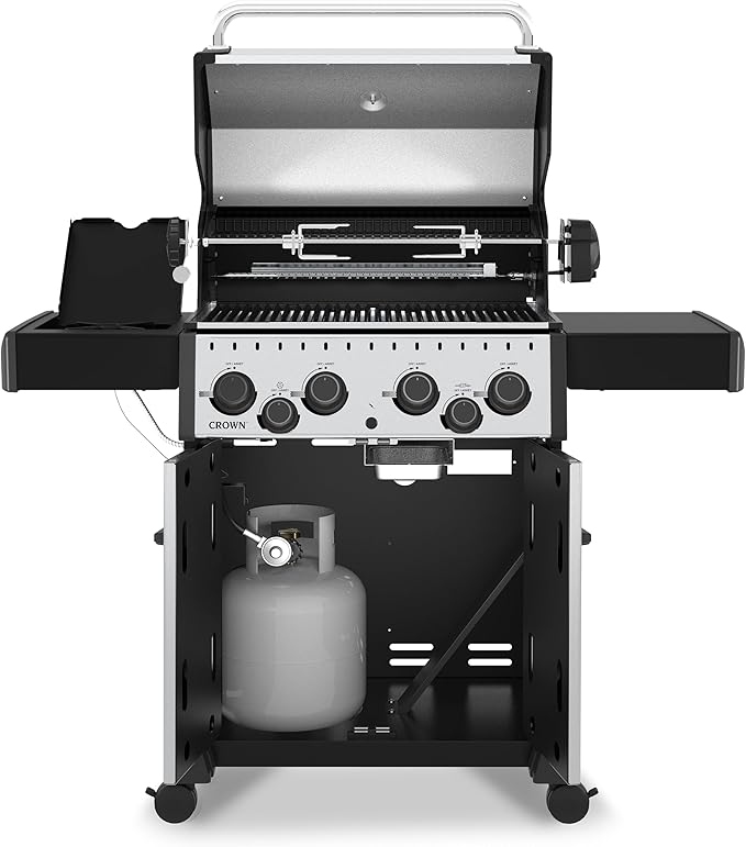Broil King 865384 Crown S 490 4-Burner Propane Gas Grill with Side Burner and Rear Rotisserie Burner in Stainless Steel