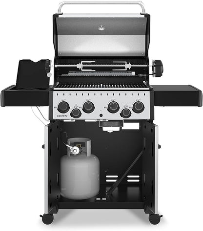 Broil King 865384 Crown S 490 4-Burner Propane Gas Grill with Side Burner and Rear Rotisserie Burner in Stainless Steel