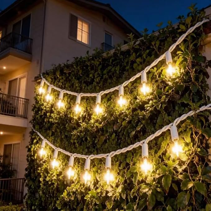 LUCKY SHINE 200 Clear Warm Christmas Lights, UL Certified and Commercial Grade 2 Sets100 Light with White Wire 66 Ft, for Indoor and Outdoor Party, Patio, Trees, Garden.