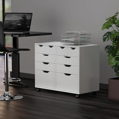 Winsome Halifax Tall Mobile Storage Cabinet, White, 2 Door 4 Drawer | Stylish & Functional Home Storage Cabinet for Filing, Kitchen Organization, Moveable Furniture for Office, Apartments