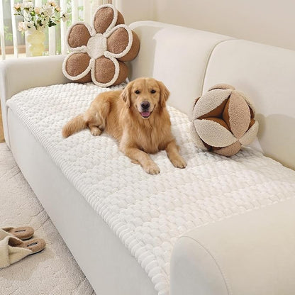 OstepDecor Couch Cover for Dogs, Washable Non Slip Sofa Cover for Pets | Soft Couch Covers for Sofa, Loveseat and Sectional, Furniture Protector Against Pet Hair & Dirt (27.6" x 59", White)