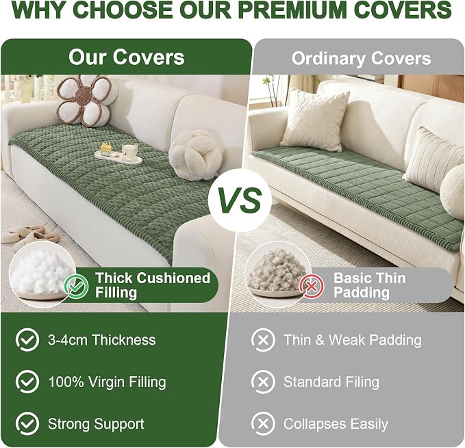 OstepDecor Couch Cover for Dogs, Washable Non Slip Sofa Cover for Pets | Soft Couch Covers for Sofa, Loveseat and Sectional, Furniture Protector Against Pet Hair & Dirt (27.6" x 27.6", Green)