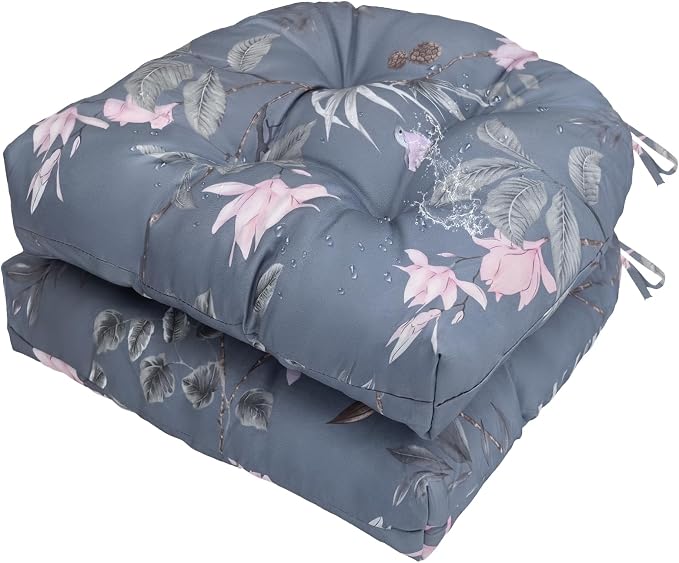 Gnostik Outdoor Indoor Floral Seat Cushions 18.6"X18.6" Waterproof Patio Chair Pads for Porch, Dining, Garden, Balcony, Office Set of 2