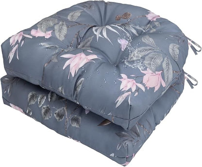 Gnostik Outdoor Indoor Floral Seat Cushions 18.6"X18.6" Waterproof Patio Chair Pads for Porch, Dining, Garden, Balcony, Office Set of 2