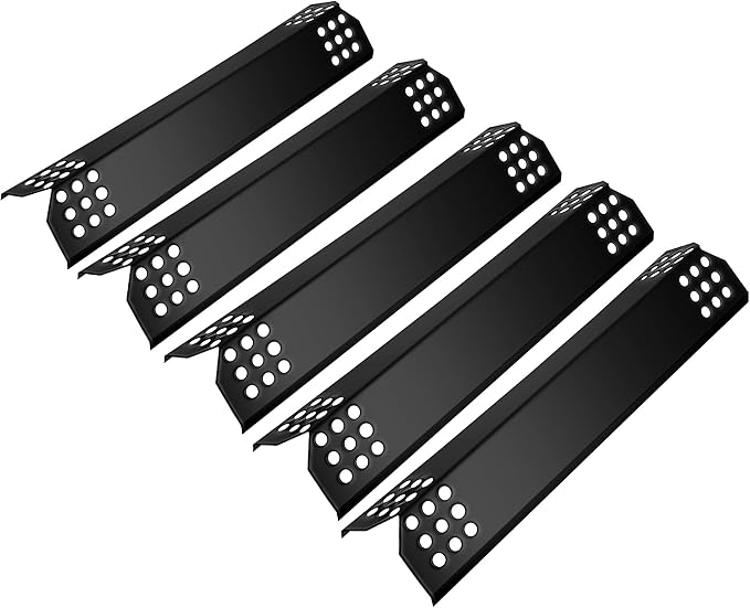 Unicook 14.56 Inch Grill Heat Plates Replacement Parts, Porcelain Grill Burner Covers Compatible for Nexgrill, Charbroil, Thick BBQ Heat Shields Tents, Flame Tamer for Gas BBQ, 5 Pack