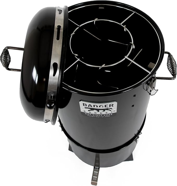 16.5-inch Badger Barrel Cooker | Charcoal Smoker | Hibachi Style Grill | Portable | Versatile