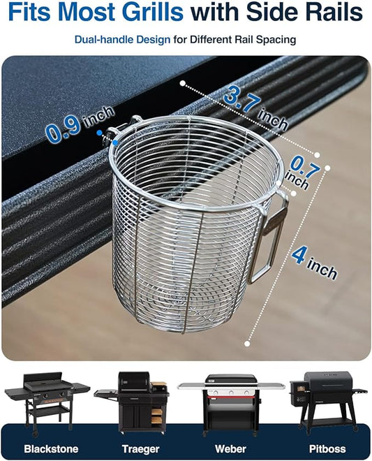 Griddle Caddy for Blackstone Prep Cart, Space Saving Organizer for Weber & Traeger Grill Cart, Tool Holder & Condiment Storage with 2-Handles for Grill Accessories, 2 Pack (Medium)