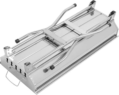 Portable Charcoal Grill, Stainless Steel BBQ Grill, 10.14 lbs, Multiple Grill Nets & Baking Tray, Bottom Shelf & Baskets, Anti-Scalding Handle for Camping, Picnics, Tailgating, 39.37 x 12.2 x 27.95''
