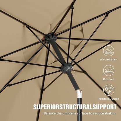 Sannwsg Patio Umbrellas, Pool Umbrella with 8 Sturdy Ribs, Outdoor Umbrella with Push Button Tilt/Crank, Deck Umbrellas, Market Umbrela Table for Backyard, Deck, Garden, Pool