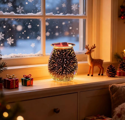 DICIMI Electric Wax Melt Warmer with 3D Firework Glass Design – Flameless Candle Diffuser Essential Oil Burner for Home Decor – Unique Birthday Gift for Women