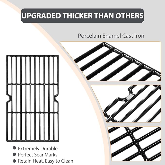 DGN576DNC-D Grill Grates Replacement Parts for Dyna Glo Grill Parts DGN486DNC-D DGN486DNC DGN486SNC DGN486SNC-D DGN576SNC-D DGA550SSP DGA550SSP-D Master Forge MFJ576DNC Cast Iron Cooking Grids 3Pcs