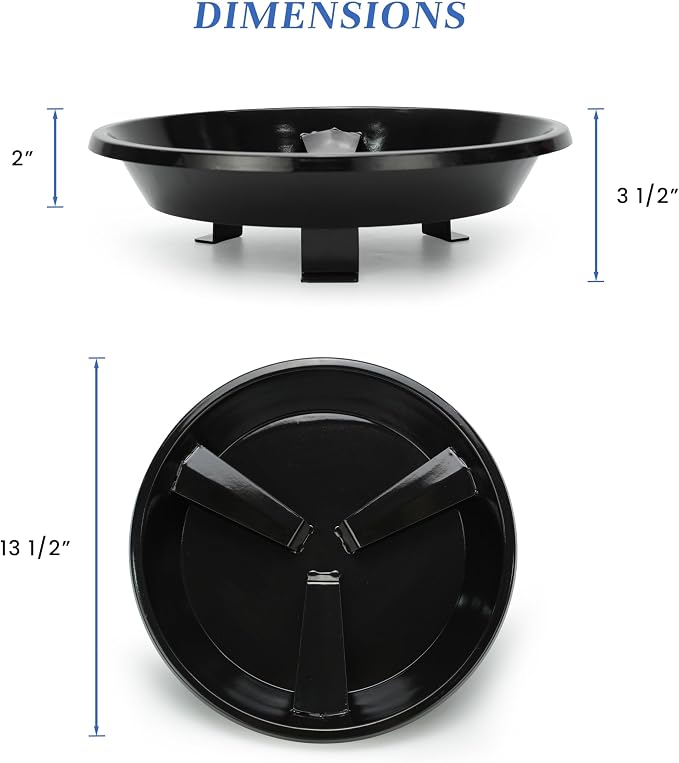 Flame Disk Bowl Replacement Parts for Masterbuilt Gas and Dual Fuel Smokers | Black Porcelain Enamel, Smoker Parts for Masterbuilt 911060006 9005100068, Heat Diffuser and Wood Chip Tray