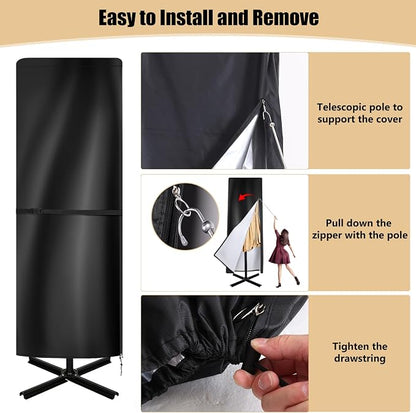 Patio Umbrella Covers, 600D Waterproof Windproof Outdoor Umbrella Cover Fits 13-15 ft with Zipper and Rod, All-Weather Protection for Outdoor Patio, Garden, Deck Umbrellas