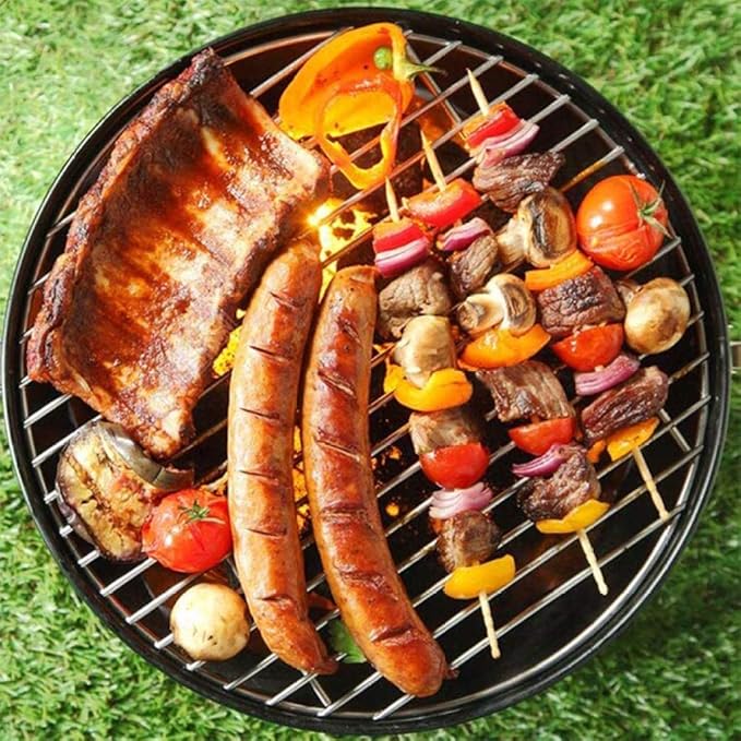 Round Barbecue Grill, Charcoal Portable Small Outdoor Mini
