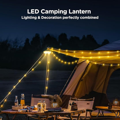 3-Pack Camping String Lights 4 in 1, 32.8FT Quick Storage 8 Modes | Portable Rechargeable Fairy Tent Lights String, Hanging Lantern LED Lamp for Outdoor Indoor Patio Decor Camping Essentials