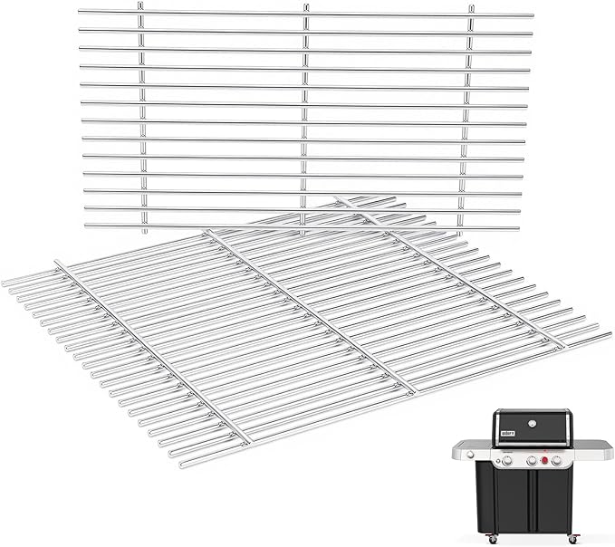 QuliMetal 18.75" SUS304 Grill Grates for Weber Genesis Ii 300 and II LX 300 Series Grills, Genesis 2 E&S 310 315 320 325 340, Replacement Parts for Weber 66095 66802 66805