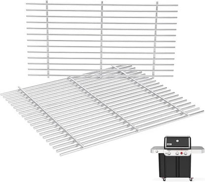 QuliMetal 18.75" SUS304 Grill Grates for Weber Genesis Ii 300 and II LX 300 Series Grills, Genesis 2 E&S 310 315 320 325 340, Replacement Parts for Weber 66095 66802 66805