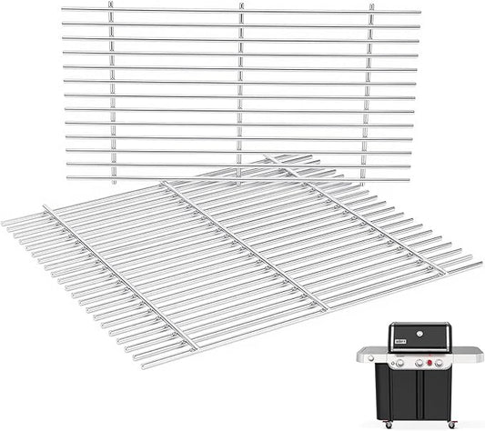 QuliMetal 18.75" SUS304 Grill Grates for Weber Genesis Ii 300 and II LX 300 Series Grills, Genesis 2 E&S 310 315 320 325 340, Replacement Parts for Weber 66095 66802 66805