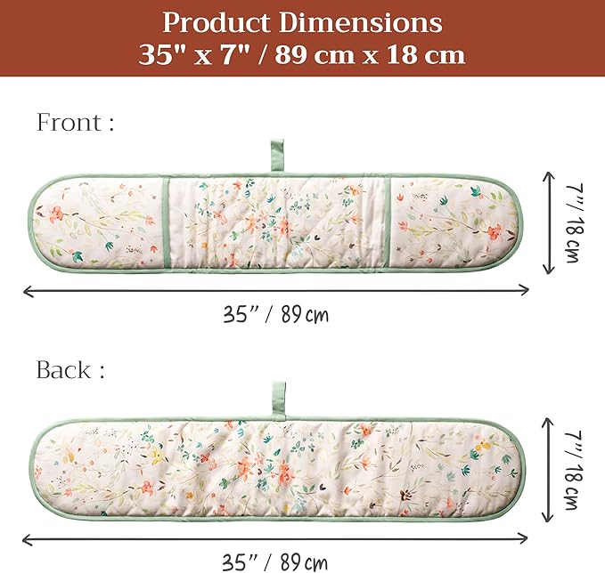 Maison d' Hermine Double Oven Mitts 100% Cotton 7"x35" Double Oven Mitt Heat Resistant BBQ Cooking Gloves with Loop Baking Grilling Kitchen Hotel Home Farmhouse Spring Summer (Colmar)