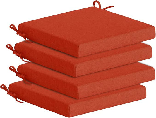 Goodgoods 18.5 x 18.5 Outdoor Chair Cushions Set of 4, Fade-Resistant & Water-Resistant Patio Seat Cushion Pads with Ties, 30D High-Resilience Foam for Dining Room Kitchen Chairs, Quarry Red