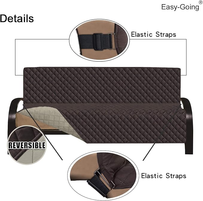 Easy-Going Reversible Couch Cover, Large Futon Sofa, Chocolate/Beige | Machine Washable Slipcover For Dogs, Water Resistant Furniture Mat For Living Room, Non-Slip Sofa Cover, Pet Friendly