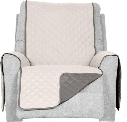 Furhaven Water-Resistant & Reversible Recliner Chair Cover Protector w/ Side Pockets for Dogs, Cats, & Children - Two-Tone Pinsonic Quilted Living Room Furniture Cover - Gray/Mist, Recliner