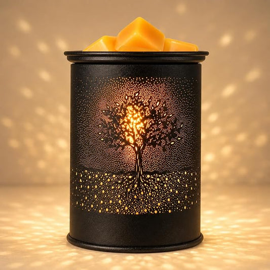 Metal Wax Melt Warmer Tree Candle Wax Warmer for Scented Wax Melter | Electric Wax Melts Wax Cubes Black Candle Lamp for Home Office Decor,Wax Burner as Gifts for Mom Grandma Women Girls
