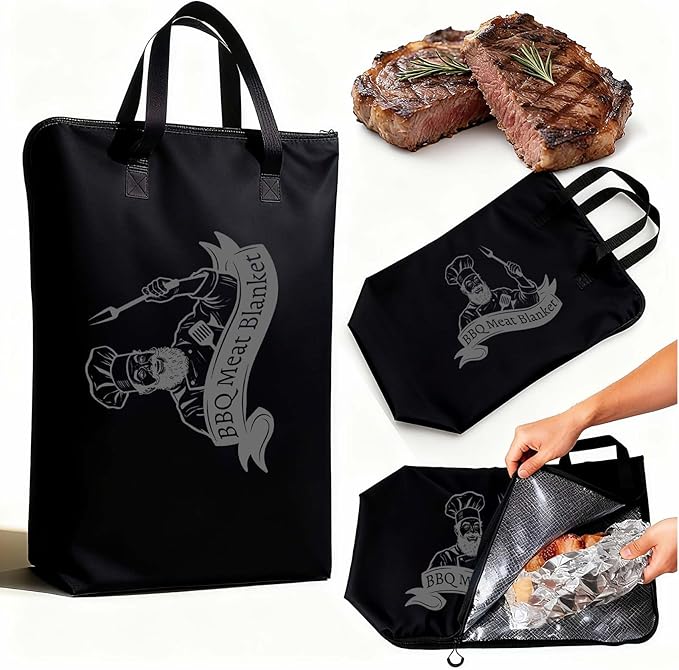 ONFAON BBQ Blanket for Resting Meat - Reusable Smoker Grilling Meat Insulated Resting Bag, Funny BBQ Gift for Dad, Husband, Men on Father’s Day, Birthday & Christmas
