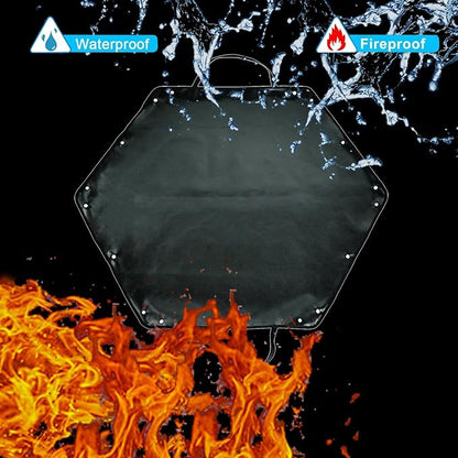 Camping Fireproof Mat Outdoor BBQ Fire Pit Cooking Mat Double Layer Silicone Coated Flame Retardant Heat-resistant Portable Reusable and Waterproof Cloth Black Size: 41 * 36 inches Weight: 17.3 oz