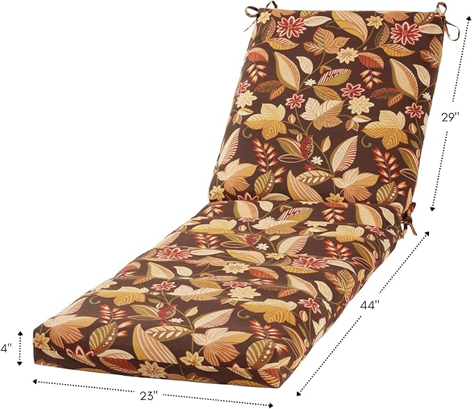 Greendale Home Fashions Outdoor Reversible Chaise Lounge Chair Cushion, Russet Floral
