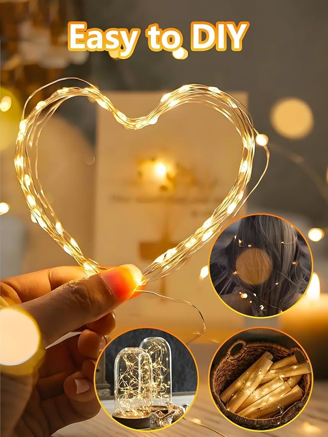 2 Pack Fairy Lights Battery Operated with Remote 33FT 50LED Warm White | Remote Control, 8 Modes, Timer, Adjustable brightness, Waterproof Lights for Indoor Outdoor Classroom Christmas Decor