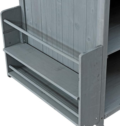YOPTO 40.5" Outdoor Grill Cart,Stainless Steel Top,Fir Wood Cabinet,Drop Leaf,Lockable Wheels,Ample Storage,Towel Rack,Spice Rack,Bottle Opener,Blue Grey