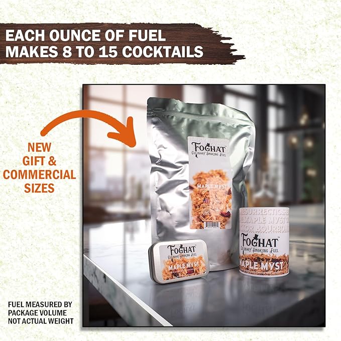 Cocktail Smoker Wood Chips - 14oz Maple Myst Shavings for Smoker, Whiskey & Drink Infuser Kit - All Natural, Culinary Wood Smoking Chips for Hand held Cocktail Smoke Gun & Bourbon Drink Smokers