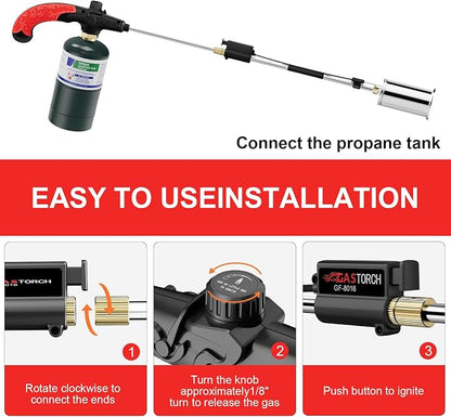 Sondiko Big Flame Propane Torch Head Kit, Weed Torch, Heavy Duty Blow Torch Detachable Propane Weed Torch with High Output for Garden Stumps Wood Ice Snow Roofing(Black & Red)