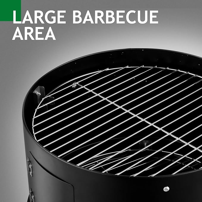31" Portable Charcoal Grill & Smoker - Adjustable Barrel with Built-in Thermometer, Large 80x48cm Iron BBQ for Camping, Beach, Backyard Parties (Black)