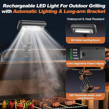 BBQ Grill Light for Blackstone Griddle and Weber Grill, Automatic On/Off BBQ Light, Blackstone Griddle Accessories, LED BBQ Grilling Accessories for Outdoor Grill, Gifts for Men Dad (1, Rectangular)
