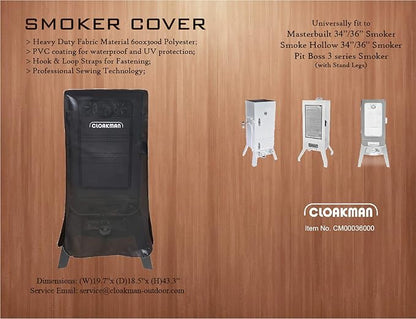 Premium Heavy-Duty Smoker Cover Applicable to Pit Boss 3 Series Smoker PBV3G1 and Masterbuilt MPS230/Smoke Hollow 3615GW 34162G 3616DEW 34 in & 36 in Vertical Smokers COS-244