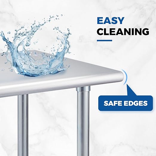 Profeeshaw Stainless Steel Prep Table 24''x30'' NSF Commercial Workbench | Metal Work Table, with Undershelf leveling feet; Heavy Duty Table for Kitchen, Restaurant, Home, Gargae, Hotel, 18-gauge 430