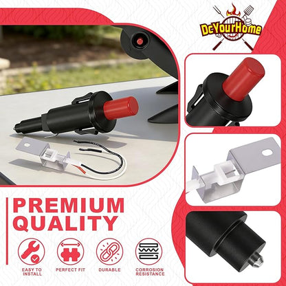 80462 Igniter Kit Replacement for Weber Q100 Q200 Q120 Q220 Gas Grills, Push Button Piezo Ignition Kit for Weber Q1000 Q2000 Series Accessories, Grill Starter for Weber 386001 386002 566001 Parts