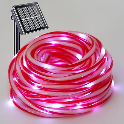 YEGUO Solar Rope Lights Outdoor Waterproof, 66ft 200 LED Candy Cane String Lights, 8 Modes Fairy Lights in Clear Thin Tube