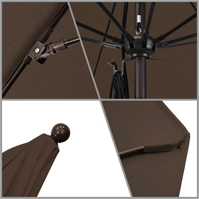 California Umbrella 11' Round Aluminum/Fiberglass Umbrella, Pulley Lift, Bronze Pole, Sunbrella Cocoa Fabric