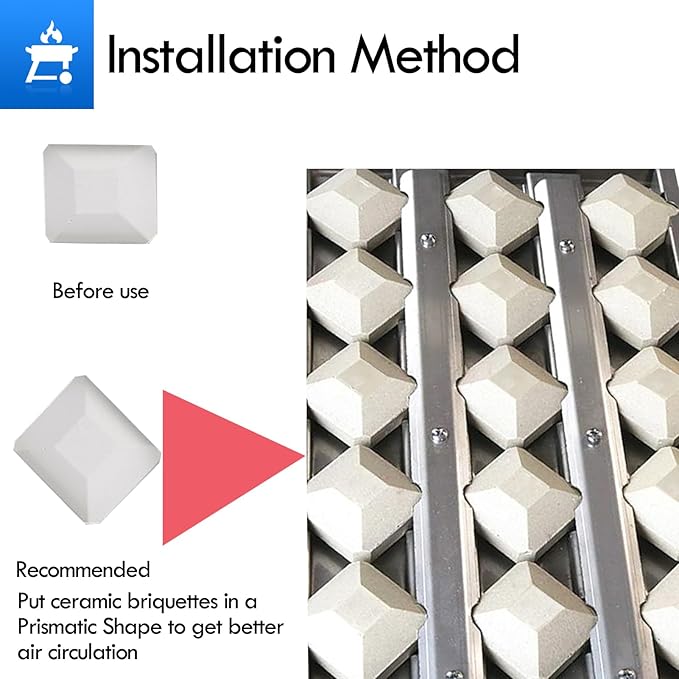 814554 S21759Y Ceramic Briquette Tray Replacement Parts for Wolf 36in Built in Grill Parts Twin Eagles Briquettes OG36 LP NG TEBQ36R-B TEBQ36G-B Briquette Tray Bricks with Heat Plates Rack