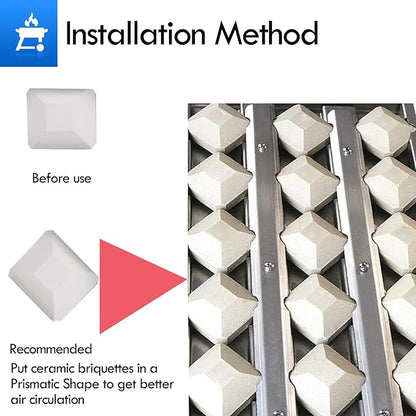 814554 S21759Y Ceramic Briquette Tray Replacement Parts for Wolf 36in Built in Grill Parts Twin Eagles Briquettes OG36 LP NG TEBQ36R-B TEBQ36G-B Briquette Tray Bricks with Heat Plates Rack