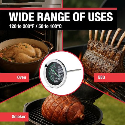 CDN Ovenproof Meat Thermometer – Glow Dial | ProAccurate® | 2" Easy-Read Dial | Waterproof, Recalibratable | For Oven Roasting, Poultry, Beef, BBQ | IRM200-GLOW