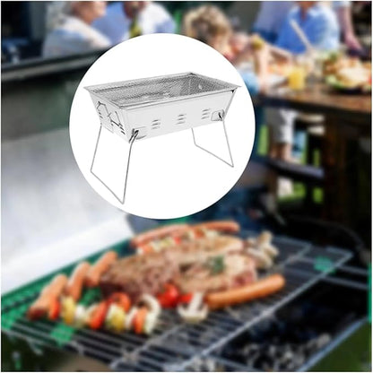 Outdoor Foldable Charcoal Grill Stainless Steel Convenient Card Mini Type Barbecue Grill Stove Multifunction Supplies Grilling