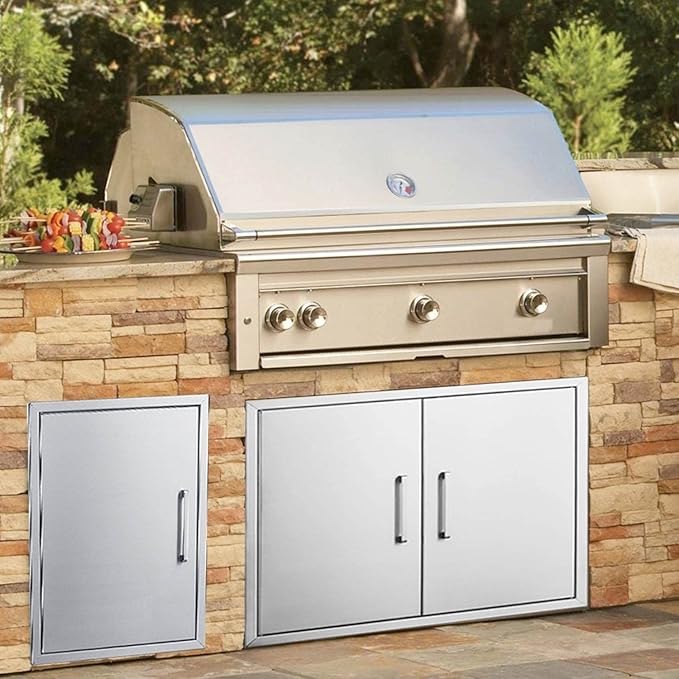 BBQ Access Door Stainless Steel,Overall-Size:20" by 27" Vertical Single Door Reversible Open Left or Right,Flush Mount for Outdoor Kitchen